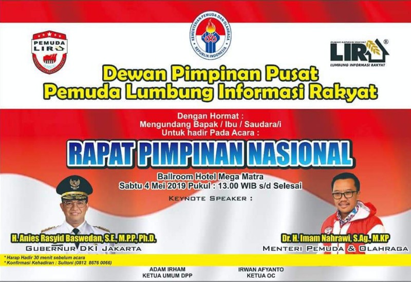 Rapimnas DPP Pemuda Lira Dinilai Langgar Hak Cipta dan Tak Punya Legalitas
