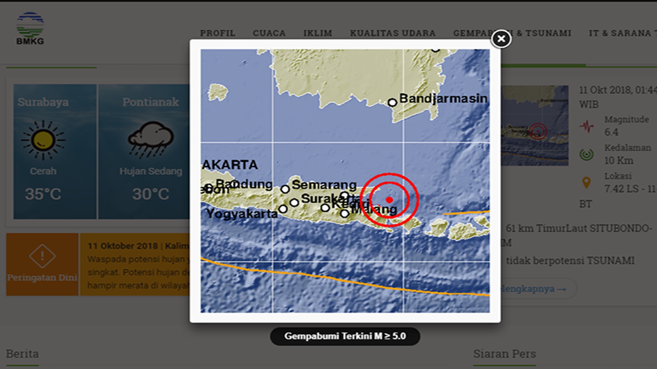 Situbondo Diguncang Gempa 6,4 SR, 3 Orang Dilaporkan Tewas