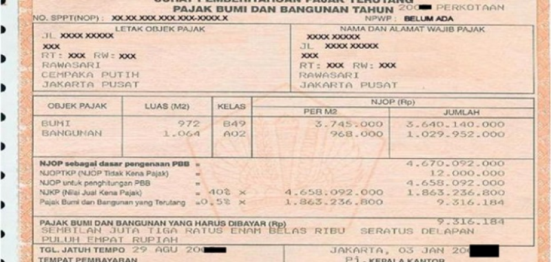 WP Telat Bayar PBB di Jakarta Didenda 2 Persen per Bulan